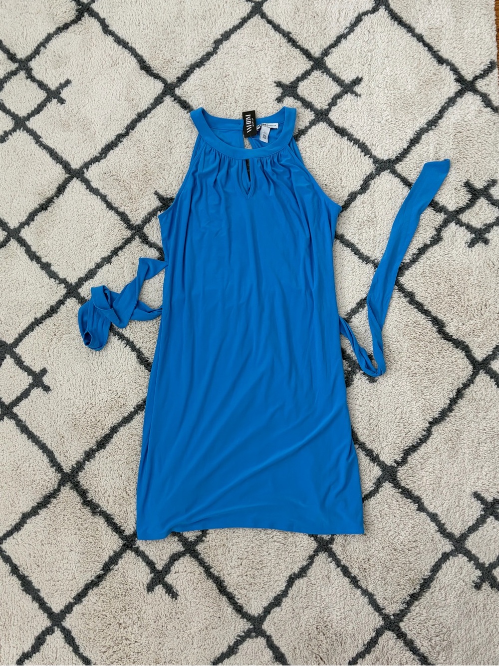 White House Black Market Bright Blue Halter Mini Dress